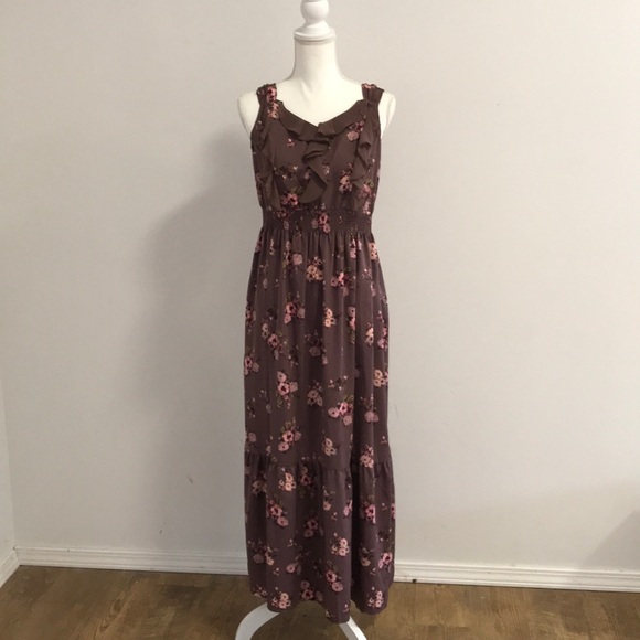LC Lauren Conrad Dresses & Skirts - Lauren Conrad silk long purple floral dress Sz 8